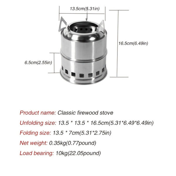 Mini Stainless Steel Portable Outdoor Camping Stove - Durable, Wood Burning, No Ignition Function, Perfect for Backpacking, Hiking, and Outdoor Adventures!
