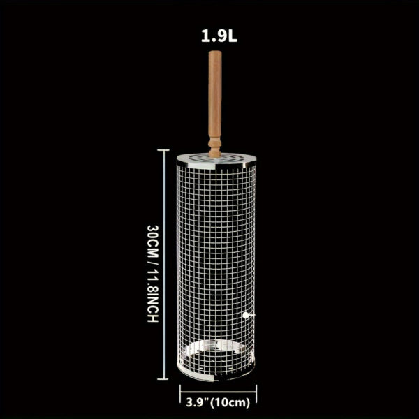 1pc Premium Nesting Grill Basket - Heavy-Duty, Durable Corrosion-Resistant 304 Stainless Steel with Ergonomic Wooden Grip, Easy-Foldable Grill Net for Even Cooking - Perfect for Grilling Seafood, Veggies, and More, Ideal Gift for Outdoor Enthusiasts, Perf