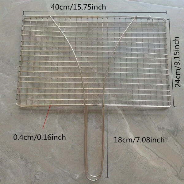 1pc Heavy-Duty Rustproof Stainless Steel BBQ Grill Basket - Perfect for Grilling Meat, Steak, Shrimp, Vegetables, Chops - Ideal for Outdoor Picnic, Camping, and Backyard BBQs - Durable, Easy-to-Clean, and Space-Saving Grill Accessories