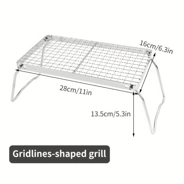 1pc Stainless Steel Portable Folding Barbecue Net, Folding BBQ Grill Rack, Camping Firewood Stove Rack For Outdoor Camping Hiking