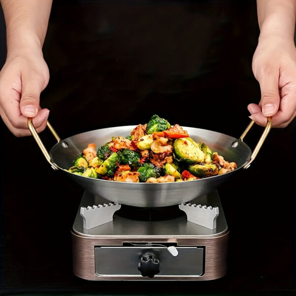 Thickened Stainless Steel Wok - Large Capacity, Heavy-Duty, Round Bottom, Non-Stick, Durable, Easy Cleaning, Versatile Cooking Pot for Restaurant Kitchen, Outdoor Camping, and Home Cooking - Perfect for Stir-Frying, Braising, and Boiling