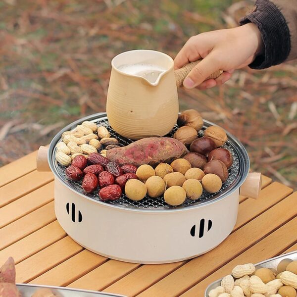 1set Portable Stainless Steel Tabletop BBQ Grill Pan - Durable, Compact, and Convenient Outdoor Grilling Solution with Grill Net - Essential Kitchen Supplies and BBQ Accessories for Household Use