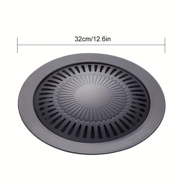 Cast Iron Korean-style Barbecue Grilling Plate - Non-stick Indoor & Outdoor Smokeless BBQ Tray for Meat and Vegetables - Compatible with Electric, Gas, Propane Stoves