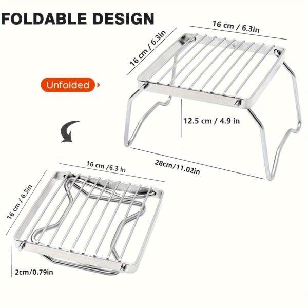 Ultra-Lightweight Stainless Steel Campfire Grill - Dual-Position Adjustable Bracket For Gas Stoves | Portable & Durable Outdoor Cooking Stand For Camping, Hiking, Picnics & Fishing