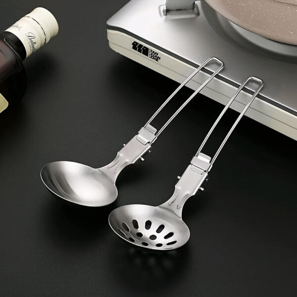 Outdoor Folding Kitchenware Set Camping And Traveling Portable 304 Stainless Steel Stir Fried Vegetable Pot Shovel Soup Spoon Meal Kitchenware