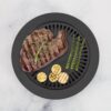 Cast Iron Korean-style Barbecue Grilling Plate - Non-stick Indoor & Outdoor Smokeless BBQ Tray for Meat and Vegetables - Compatible with Electric, Gas, Propane Stoves