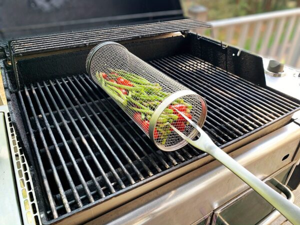 Stainless Steel BBQ Grill Cage - Portable Outdoor Camping Cooker, Durable Round Barbecue Accessory
