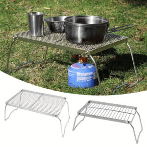 1pc Stainless Steel Portable Folding Barbecue Net, Folding BBQ Grill Rack, Camping Firewood Stove Rack For Outdoor Camping Hiking