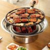 Charcoal Grill Korean Barbecue Grill Portable Stainless Steel Non-stick Charcoal Stove for Outdoor Camping BBQ Grill 13.7 inches Small Grill Outdoor Cooking