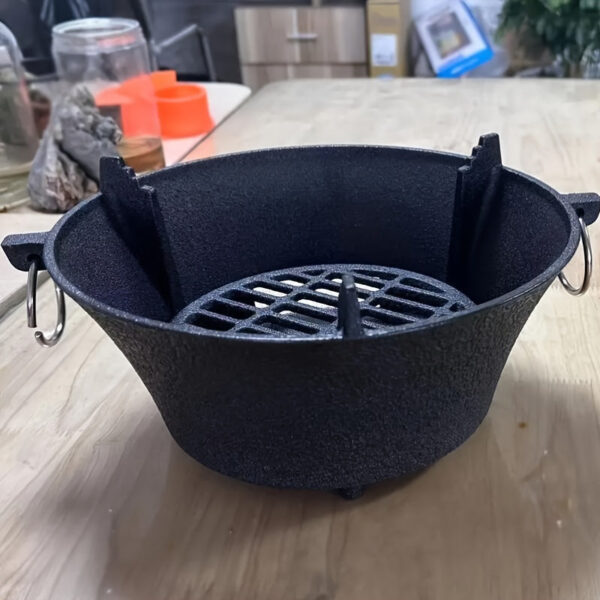 1pc Round Outdoor Cast Iron Charcoal Stove - Fire Pits for Tea Brewing, Grilling, Heating - Durable, Portable, No Ignition, Ideal for Camping, Backyard, Patio