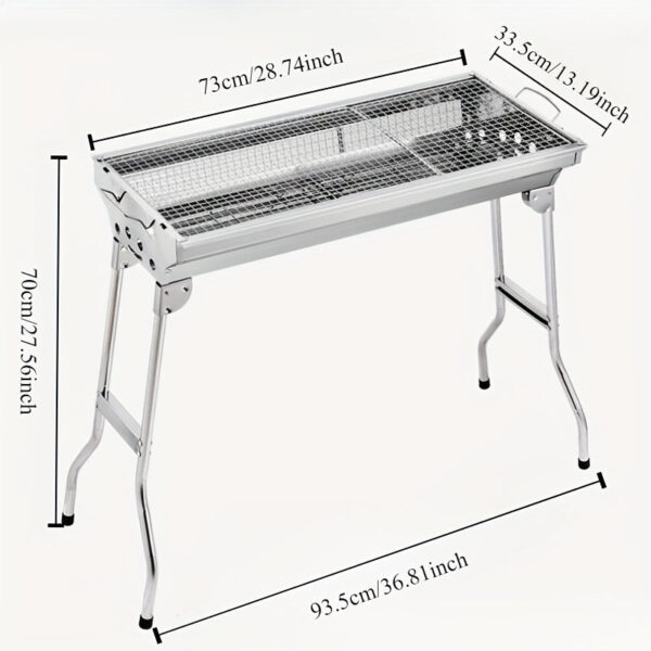 Stainless Steel Charcoal Grill Set - Portable, Foldable Design for Outdoor Cooking, Camping, Picnics & Travel - Durable BBQ Tools Kit
