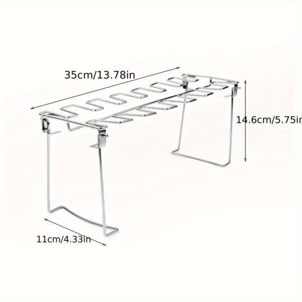 1set Stainless Steel Barbecue Grill Chicken Leg Rack + Tray Set/ Only 1pc Chicken Leg Rack, Outdoor Barbecue Rack Double-layer Vegetable Meat Rack, Kitchen Supplies, Kitchen Accessories, BBQ Accessories
