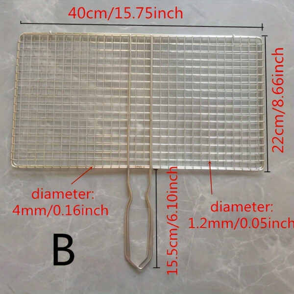 1pc Heavy-Duty Rustproof Stainless Steel BBQ Grill Basket - Perfect for Grilling Meat, Steak, Shrimp, Vegetables, Chops - Ideal for Outdoor Picnic, Camping, and Backyard BBQs - Durable, Easy-to-Clean, and Space-Saving Grill Accessories