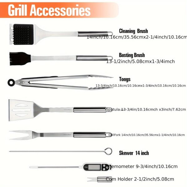 ValueMax 15 Pcs BBQ Grill Accessories, Grill Set, Grilling Gifts For Men, Barbecue Tools For Indoor & Outdoor Grill/Cooking, Camping