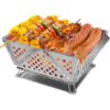 Mini Grill Small Folding Charcoal Barbecue Picnic Camping Portable Barbecue Outdoor Folding Suitcase Grill Charcoal Grill Stainless Steel Kebab BBQ Mobile Grill for Takeaway Garden Balcony