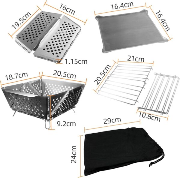 Mini Grill Small Folding Charcoal Barbecue Picnic Camping Portable Barbecue Outdoor Folding Suitcase Grill Charcoal Grill Stainless Steel Kebab BBQ Mobile Grill for Takeaway Garden Balcony