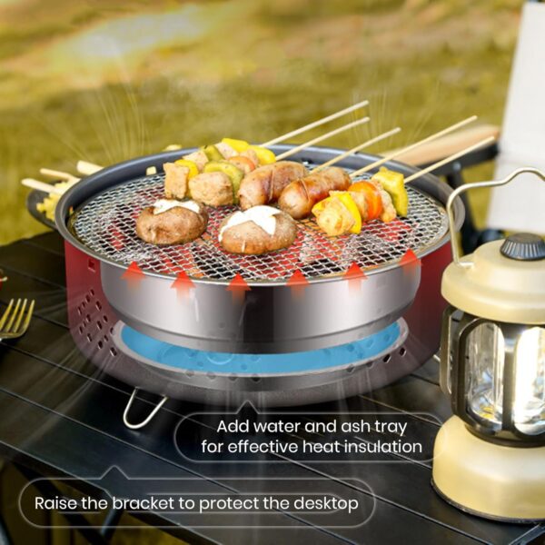 12 Inch Portable Barbecue Charcoal Grill for Camping, Small/Mini Round BBQ Stainless Stove with Folding legs & Carry Bag for Outdoor Cooking, Picnic, Hiking, Fishing & Party Black