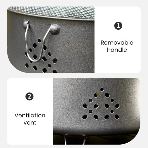 12 Inch Portable Barbecue Charcoal Grill for Camping, Small/Mini Round BBQ Stainless Stove with Folding legs & Carry Bag for Outdoor Cooking, Picnic, Hiking, Fishing & Party Black