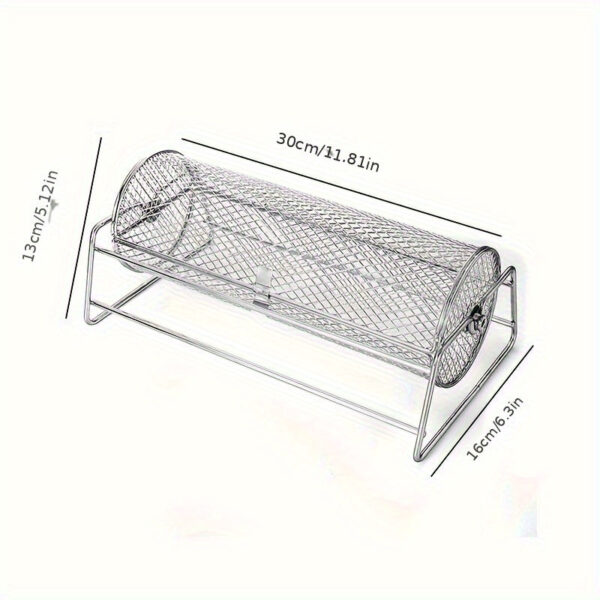 Stainless Steel Portable BBQ Grill Basket, Round Rotatable Barbecue Smoker Cage for Camping & Hiking, Uncharged Easy-Open Grilling Accessory, Ideal for Valentine's Day, Easter, Independence Day - 1 Pack