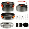 1set, Camping Pot And Pan Set For 2-3 People Use, Portable Cookware Tableware Set With Cooking Pot, Frying Pan, Kettle, Knives And Forks