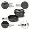 1set, Camping Pot And Pan Set For 2-3 People Use, Portable Cookware Tableware Set With Cooking Pot, Frying Pan, Kettle, Knives And Forks