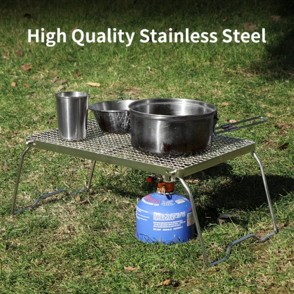 1pc Stainless Steel Portable Folding Barbecue Net, Folding BBQ Grill Rack, Camping Firewood Stove Rack For Outdoor Camping Hiking