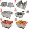 Mini Grill Small Folding Charcoal Barbecue Picnic Camping Portable Barbecue Outdoor Folding Suitcase Grill Charcoal Grill Stainless Steel Kebab BBQ Mobile Grill for Takeaway Garden Balcony