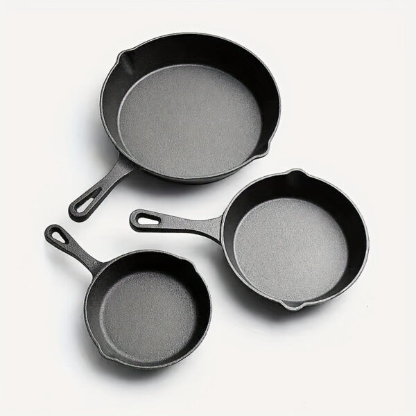 3-Piece Cast Iron Skillet Set - Pre-Seasoned Non-Stick Frying Pans with Drip-Spouts - Perfect for Oven, Stovetop, and Camping - Sturdy, Heat-Retaining Cookware for Indoor & Outdoor Adventures