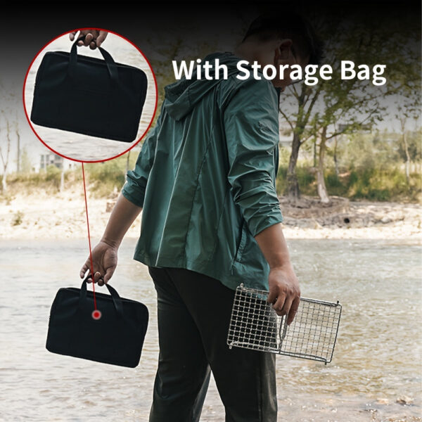 1pc Stainless Steel Portable Folding Barbecue Net, Folding BBQ Grill Rack, Camping Firewood Stove Rack For Outdoor Camping Hiking