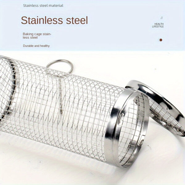 Stainless Steel BBQ Grill Cage - Portable Outdoor Camping Cooker, Durable Round Barbecue Accessory