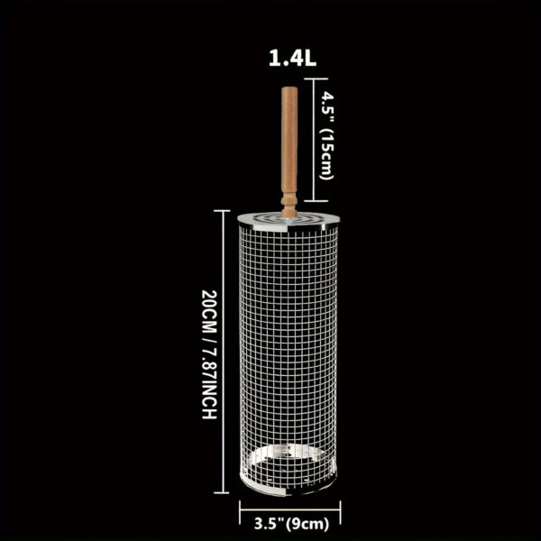 1pc Premium Nesting Grill Basket - Heavy-Duty, Durable Corrosion-Resistant 304 Stainless Steel with Ergonomic Wooden Grip, Easy-Foldable Grill Net for Even Cooking - Perfect for Grilling Seafood, Veggies, and More, Ideal Gift for Outdoor Enthusiasts, Perf