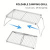 1pc Stainless Steel Portable Folding Barbecue Net, Folding BBQ Grill Rack, Camping Firewood Stove Rack For Outdoor Camping Hiking