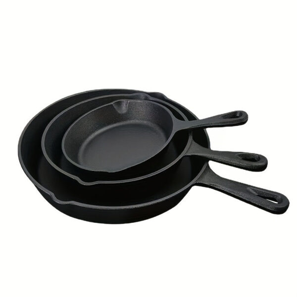3-Piece Cast Iron Skillet Set - Pre-Seasoned Non-Stick Frying Pans with Drip-Spouts - Perfect for Oven, Stovetop, and Camping - Sturdy, Heat-Retaining Cookware for Indoor & Outdoor Adventures