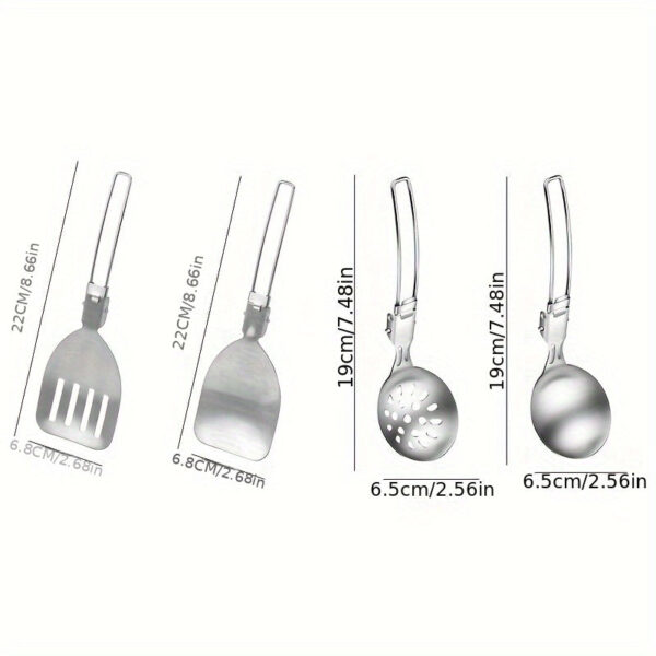 Outdoor Folding Kitchenware Set Camping And Traveling Portable 304 Stainless Steel Stir Fried Vegetable Pot Shovel Soup Spoon Meal Kitchenware