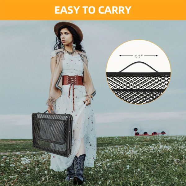 Folding Table with 2 Wing Panels, Camping Table with Mesh Desktop, Height Adjustable Folding Grill Table, Portable Outdoor Table for Picnic, Camping, BBQ, Beach