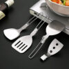 Outdoor Folding Kitchenware Set Camping And Traveling Portable 304 Stainless Steel Stir Fried Vegetable Pot Shovel Soup Spoon Meal Kitchenware