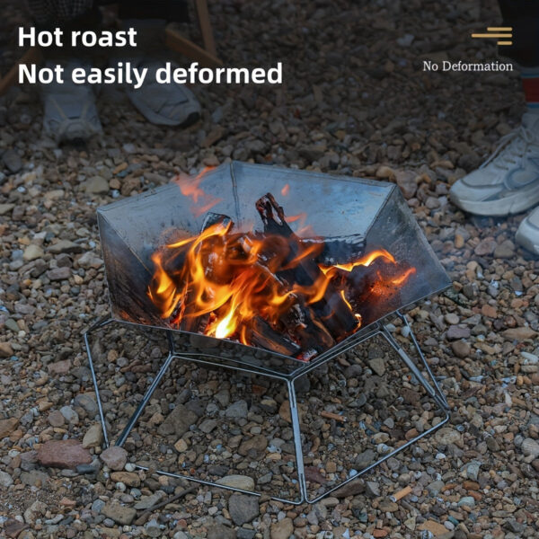 Hexagonal Folding Wood Stove - Portable, Multifunctional Charcoal BBQ Camping Fire Table with Folding Design for Outdoor Adventures