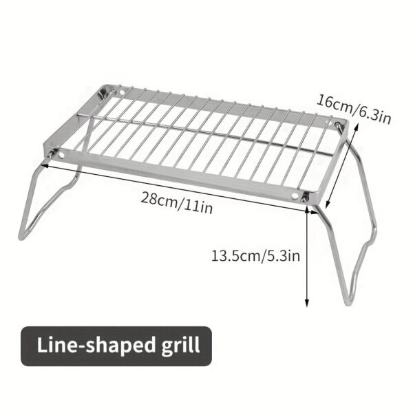 1pc Stainless Steel Portable Folding Barbecue Net, Folding BBQ Grill Rack, Camping Firewood Stove Rack For Outdoor Camping Hiking