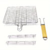 Adjustable 3-Section Metal Grill Basket with Detachable Wooden Handle - Versatile BBQ Cage for Grilling & Baking, Heavy-Duty Barbecue Turner Tool