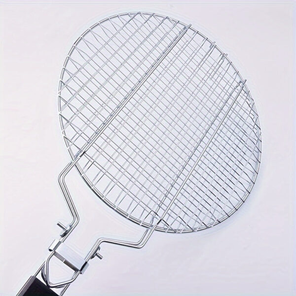 1pc, Stainless Steel Folding Barbecue Net Clip, Round Grill Net, Removable Grill Basket, Barbecue Cage Grill Fish Net, Kitchen Supplies, Kitchen Accessories, BBQ Accessories