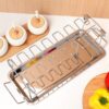 1set Stainless Steel Barbecue Grill Chicken Leg Rack + Tray Set/ Only 1pc Chicken Leg Rack, Outdoor Barbecue Rack Double-layer Vegetable Meat Rack, Kitchen Supplies, Kitchen Accessories, BBQ Accessories