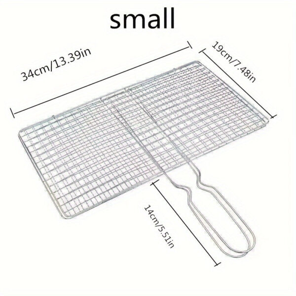 1pc Heavy-Duty Rustproof Stainless Steel BBQ Grill Basket - Perfect for Grilling Meat, Steak, Shrimp, Vegetables, Chops - Ideal for Outdoor Picnic, Camping, and Backyard BBQs - Durable, Easy-to-Clean, and Space-Saving Grill Accessories