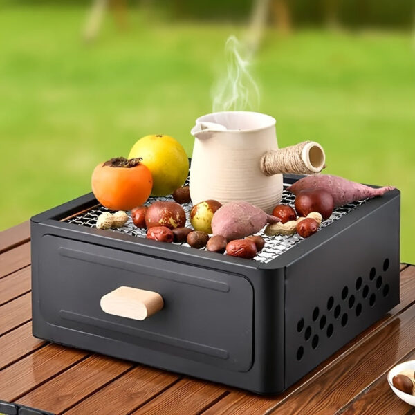 1pc Portable Square Charcoal Grill, Smokeless Outdoor Camping BBQ Stove, Compact Travel Barbecue Grill For Picnics & Tailgating