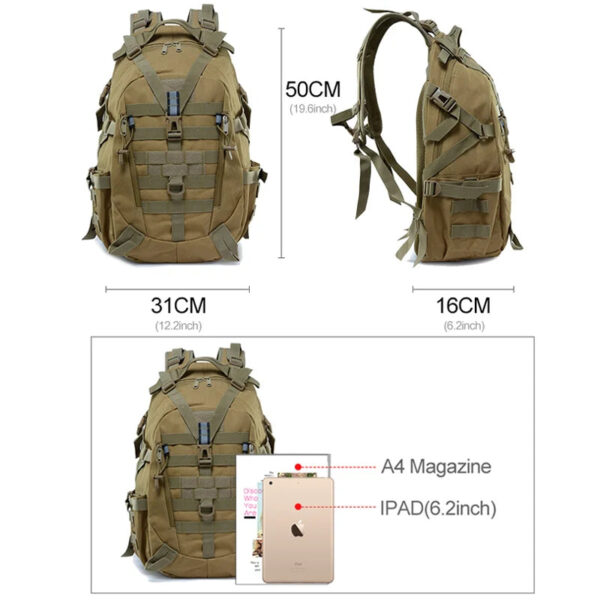 35L Camping Backpack Men Military Tactical Backpack Army Molle Climbing Rucksack Bug Out Bag Hiking Travel Sac De Sport Bag