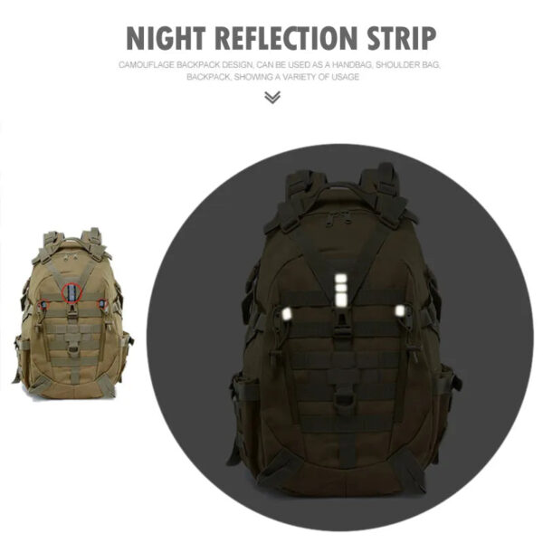 40L Camping Backpack Men's Military Bag Travel Bags Army Tactical Molle Climbing Rucksack Hiking Outdoor Reflective Shoulder Bag
