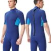 Shorty Wetsuit Men and Women,2mm Neoprene Short Sleeves Wet Suits Back Zip, 1.5mm Shorty Surf Suit Keep Warm in Cold Water for Snorkeling Kayaking Boarding