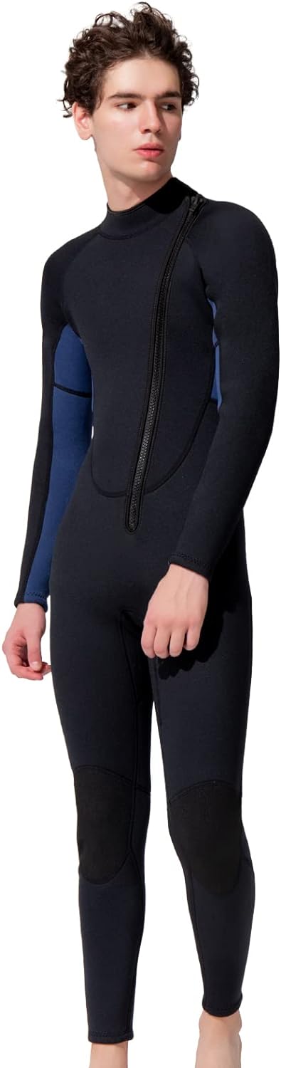 Men Wetsuit Neoprene Wet Suits Womens 3mm Full Body Long Sleeves Front Zipper Swimsuit for Scuba Diving Swimming Surfing Adult in Cold Water