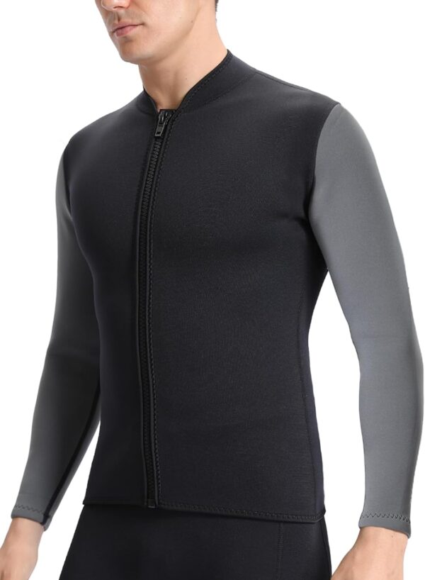 Women Wetsuit Top Swim Jacket Mens Youth Wet Suit Shirt 2mm Neoprene Thermal Swimsuit Front Zip Long Sleeve Cold Water Keep Warm Snorkeling Diving Surfing