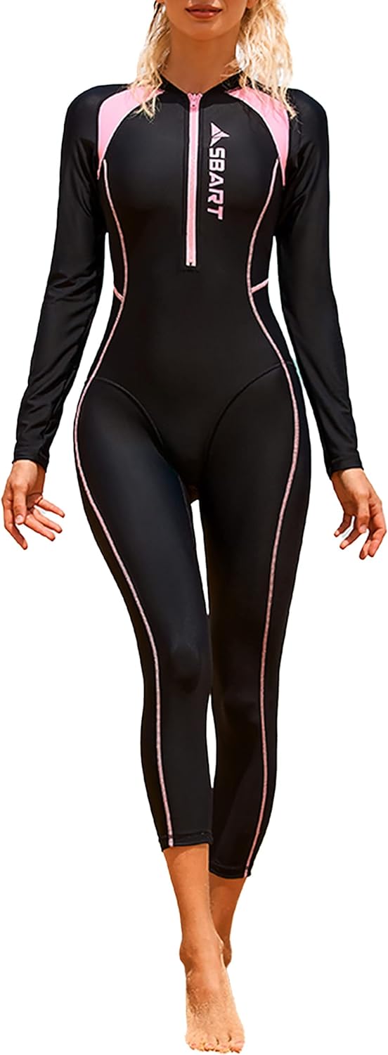Women's Full Body Wetsuit Surfing Diving Suit Scuba Dive Skin Rash Guard One Piece Long Sleeve Zip Quick Dry Sunsuit