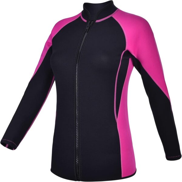 Women Wetsuit Top Swim Jacket Mens Youth Wet Suit Shirt 2mm Neoprene Thermal Swimsuit Front Zip Long Sleeve Cold Water Keep Warm Snorkeling Diving Surfing
